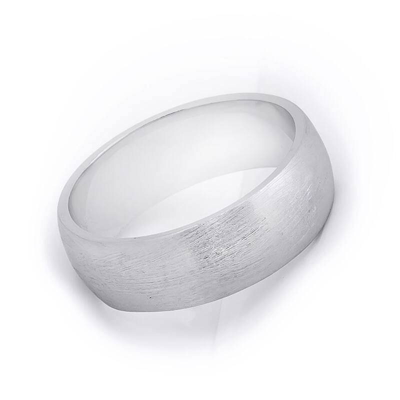 Mens Anniversary Wedding Band Ring Brushed Solid Silver 7mm Size 8-12