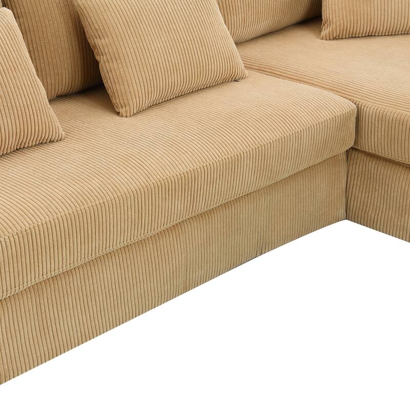 Interchangeable Chaise L-Shaped Sofa with Skirted Design for Living or Guest Rooms