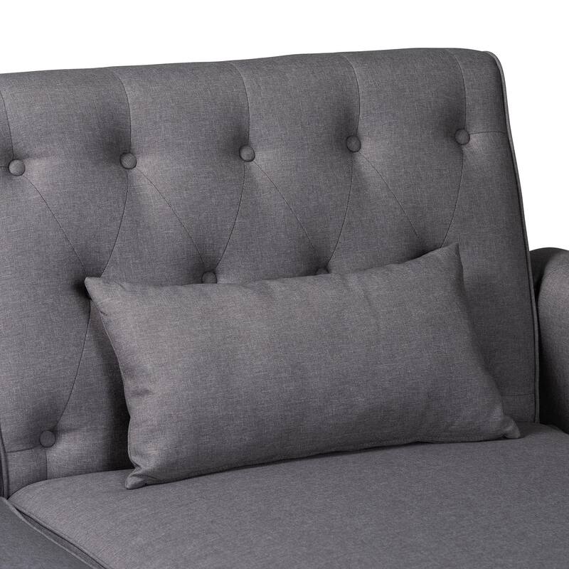 Chesterfield Retro-Modern Clay Fabric Upholstered Convertible Sofa Bed