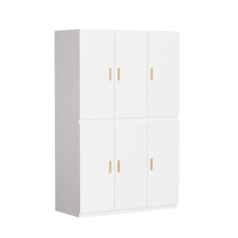 Meyreso White Minimalist Modular Wardrobe Closet with Drawers, Convertible Stacking Armoire - N/A