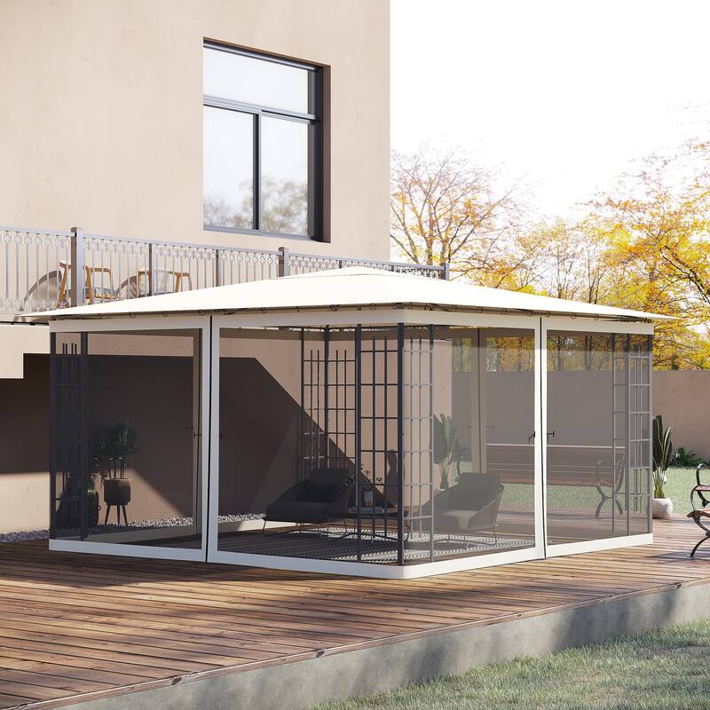 13'x13' Replacement Mesh Sidewall Netting for Gazebos and Canopy Tents with Zippers, Cream