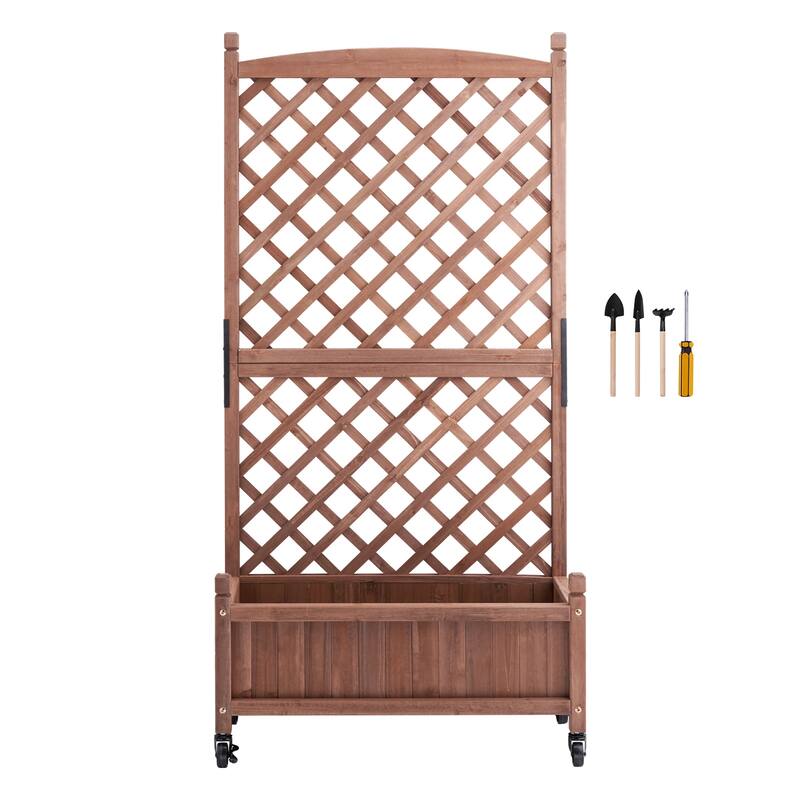 Raised Garden Bed with Trellis for Vine Climbing Plants Flowers in Garden, Patio, Balcony - 30" x 13" x 61.4"