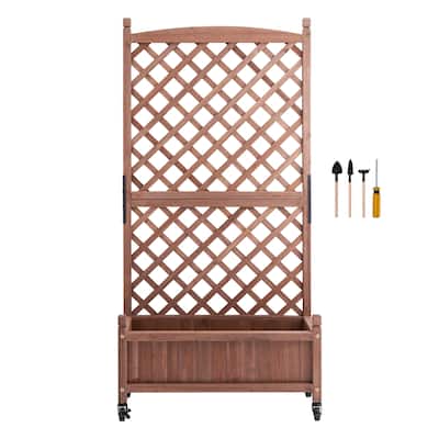 Raised Garden Bed with Trellis for Vine Climbing Plants Flowers in Garden, Patio, Balcony