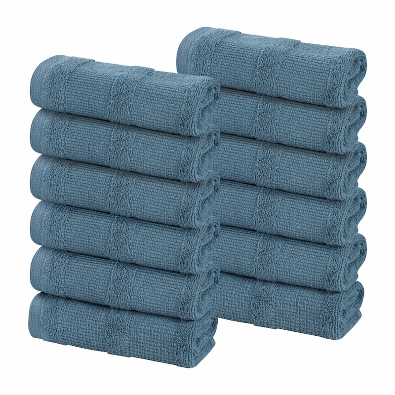 Superior Roma Cotton Ribbed Absorbent Face Towel Washcloth Set of 12