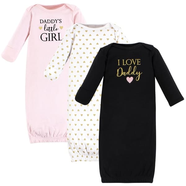 slide 1 of 1, Hudson Baby Infant Girl Cotton Gowns, Girl Daddy 0-6 Months - Girl Daddy