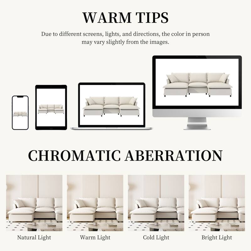 Chenille Sectional Sofa,Modular Cloud Sleeper Couch Set with Pillows