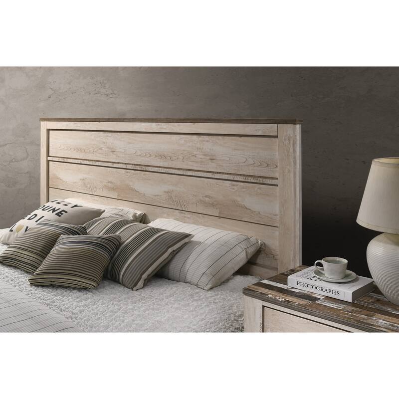 Roundhill Furniture Imerland Contemporary White Wash Finish 4-Piece Bedroom Set, King