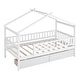 preview thumbnail 5 of 47, Wooden Twin Size House Bed with Roof, Guardrail and Drawers