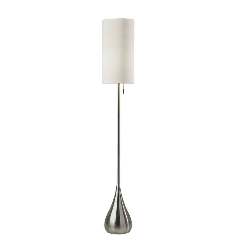 Silver Metal Drum Shade Floor Lamp with Pull Chain 68 Inches - 10” x 10” x 68” (D x W x H) - Silver