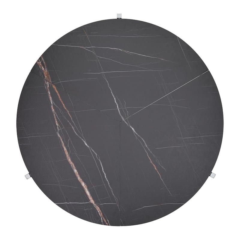 Black Carrera Foldable Round Trifold Table 43" Modern Multi-Use Design