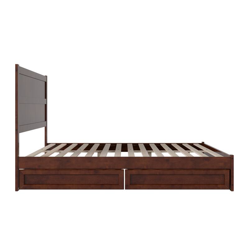Aveline Wood Platform Bed with Matching Footboard & Storage Drawers