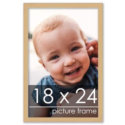 18x24 Traditional Natural Wood Picture Frame - UV Acrylic, Foam Board Backing, & Hanging Hardware Included!