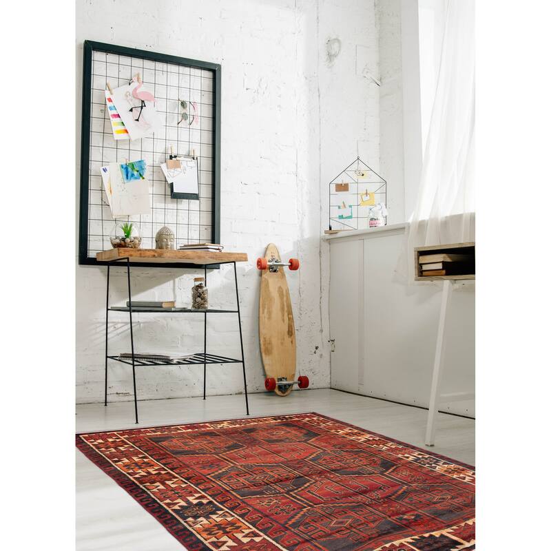 ECARPETGALLERY Hand-knotted Melis Vintage Red Wool Rug - 6'7 x 8'10