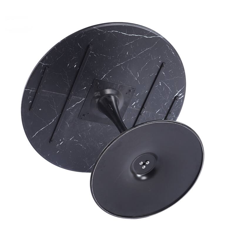 42.1"Tulip Table, Mid-Century Dining Table For 4-6 People - Round MDF Table Top (The Tabletop Consists Of Two Panels)