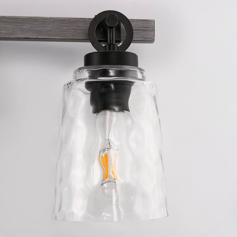 3-Light Brushed Nickel Cylinder Modern Bathroom Vanity Light with Clear Glass Shade,Wall Lamp for Mirror Kitchen Bedroom