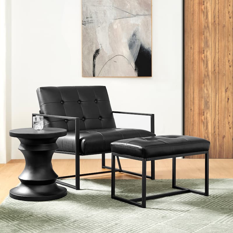 Glitzhome 29.50"W Mid-Century PU Leather Tufted Accent Chair - 29.5"W x 30.5"H x 29.25"D