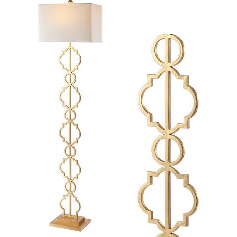 Ruth 64.5" Iron Ogee Trellis Modern LED Floor Lamp, Gold by JONATHAN Y