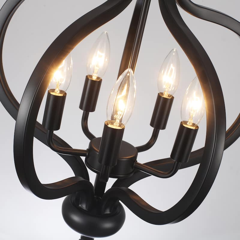 5-Light Metal Lantern Rustic Chandeliers for Entryway Hallway
