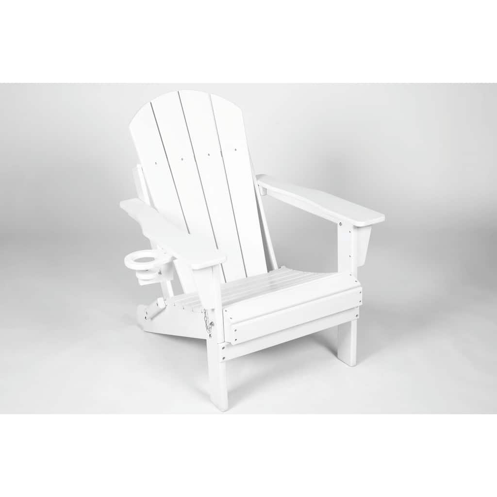 Folding Adirondack Chair with Cup Holder - Weather-Resistant & Durable