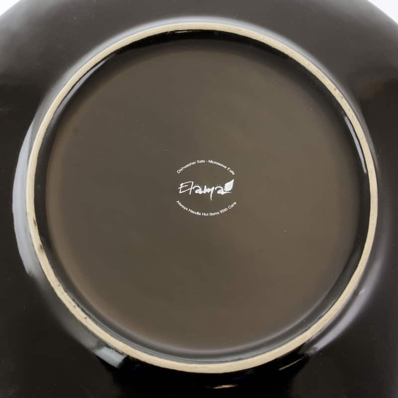 Elama Midnight Blossom 16 Piece Stoneware Dinnerware Set in Blue