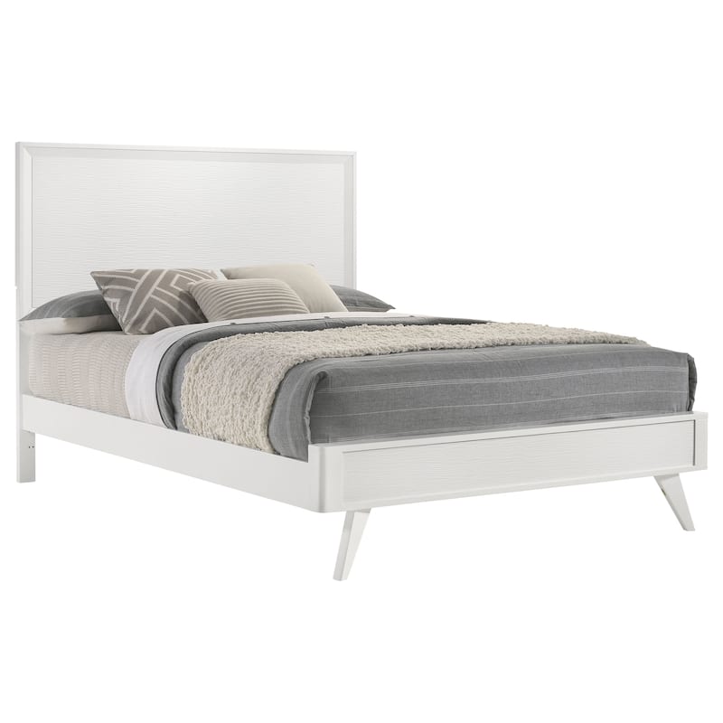 Janelle Mid-Century Modern Wood Panel Bed White