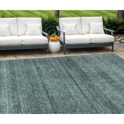 HomeRoots Striped Transitional Rectangle Outdoor Rug