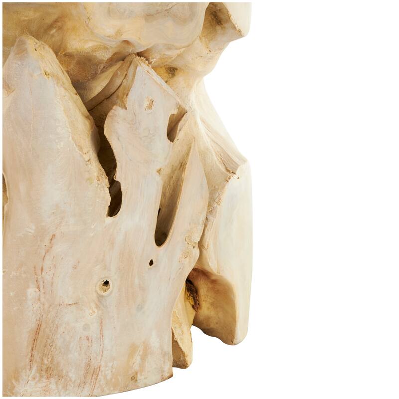 Teak Wood Handmade Live Edge Accent Table with Natural Cutouts - Light Brown - Roche River Decor - 15"W x 15"L x 18"H