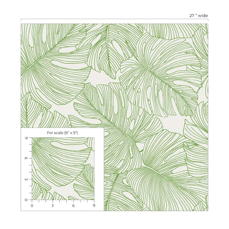 Seabrook Designs Tarra Monstera Leaf Unpasted Wallpaper