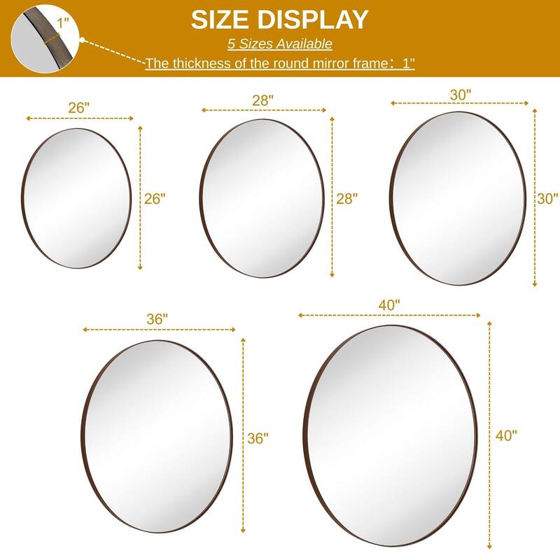 TEHOME Yolanta Round Metal Wall Mirror