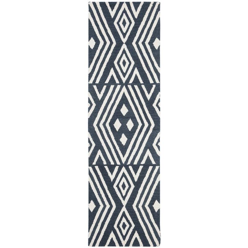 Lauren Ralph Lauren Handmade Imani Geometric Wool Rug.. - 2'3" x 8' Runner - Slate