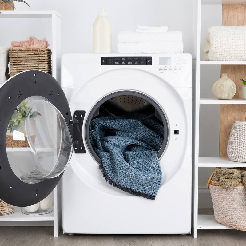 Alameda Solid Color Geometric Machine Washable Indoor Area Rug