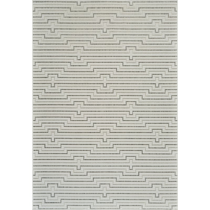 Elto Sleek Geometric Weather Resistant Current & Stylish Outdoor Rug - 8' X 10' - Beige/Cream