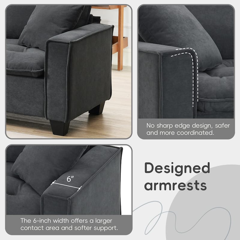 100" L-Shaped Convertible 4 Seater Sectional Sofa with Removable Ottoman and Matching Pillows, Perfect for Living Room