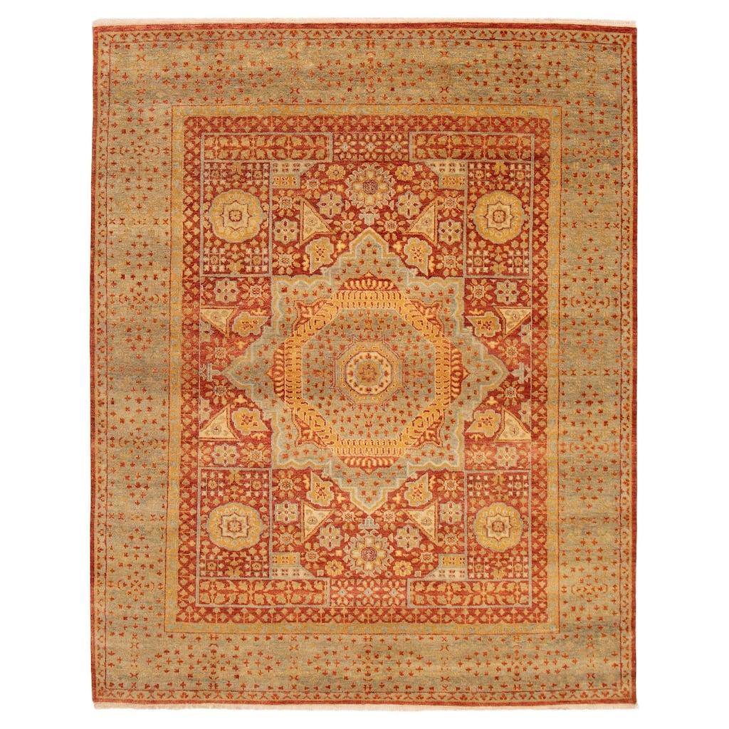 ECARPETGALLERY Hand-knotted Mamluk Dark Copper Wool Rug - 7'9 x 9'5