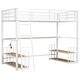 preview thumbnail 25 of 30, Twin/Full Size Loft Bed with Bulit-in Desk and Storage Shelves, Metal Loft Bedframe with Charging Station and Ladder