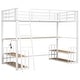preview thumbnail 9 of 12, Twin Size Metal Loft Bed with Desk, Storage Shelves and Charging Station, Space-Saving Design for Kids and Teens, White