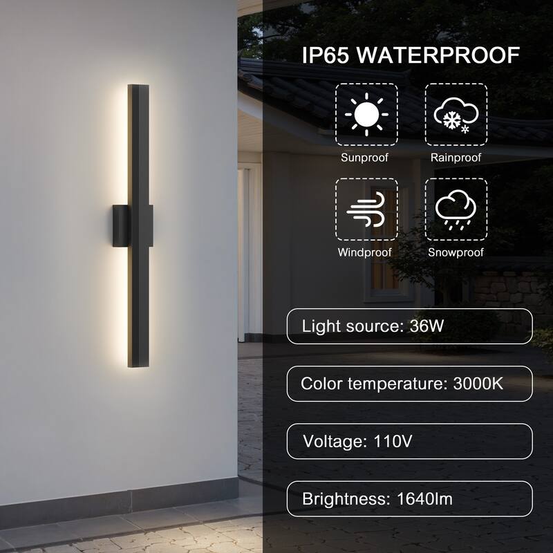 Aluminum LED Outdoor Wall Lights Matte Black with Linear Texture