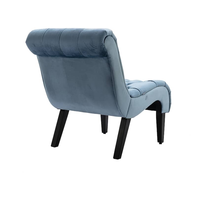 Velvet Upholstered Leisure Chair For Living Room With Wood Legs