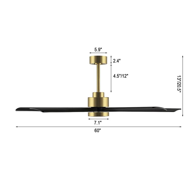 WINGBO 52" and 60" Solid Wood DC Motor Integrated LED Ceiling Fan with Remote
