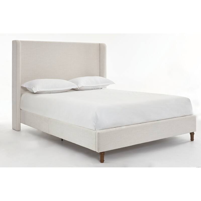Elegant Upholstered Bed with Wingbacks and No Box Spring for Relaxing