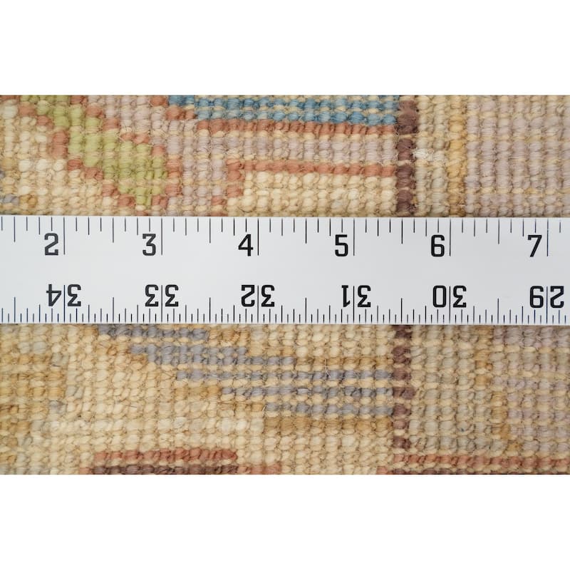 Hand Knotted Oriental 100% Wool Carpet Transitional Geometric Multi-Colored Oushak Area Rug - 9' 9'' X 8' 4''