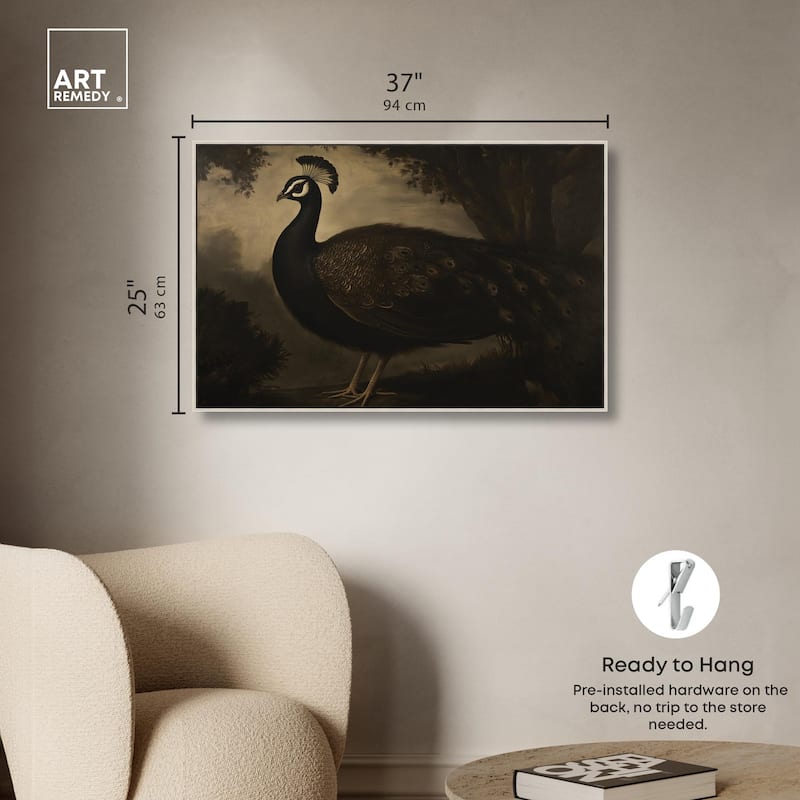 Peacock in Monotone Canvas by Art Remedy