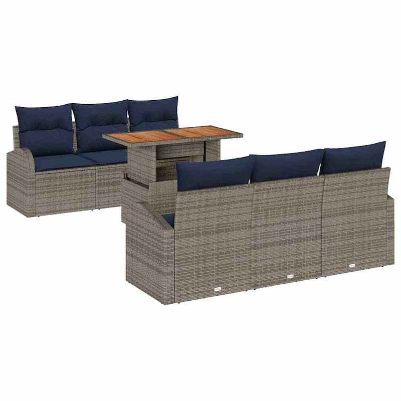 vidaXL 7 Piece Garden Sofa Set with Cushions - 70.5×24.4×27.2