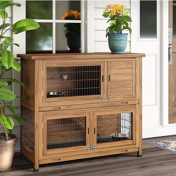 Lovupet Rabbit Hutch Cage with Pull Out Tray 2 Story Indoor