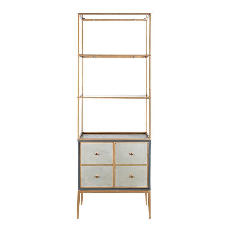 Delcey Mid-century Modern Bookshelves 2-door Display Cabinet with Bookcase Glass Kitchen Hutch Bedroom