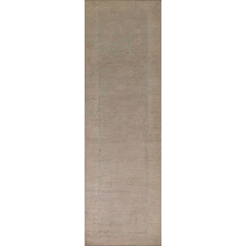Oushak Oriental Runner Rug Handmade Vegetable Dye Wool Carpet - 3'1"x 11'10"