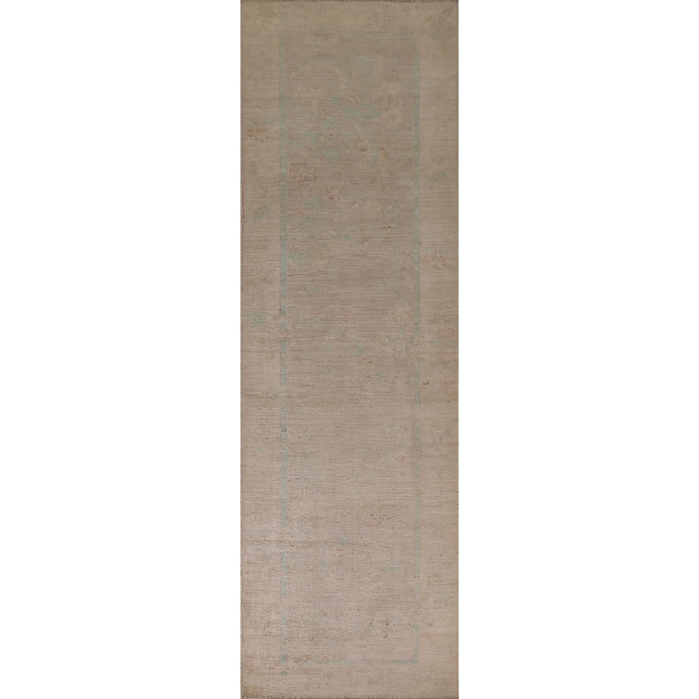 Oushak Oriental Runner Rug Handmade Vegetable Dye Wool Carpet - 3'1"x 11'10"