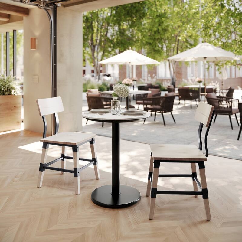 Commercial HPL Tabletop with Table Height Round Base