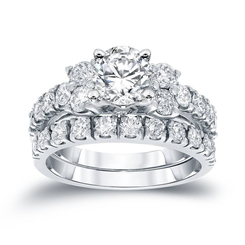 Auriya Classic 1 1/2ctw Round Diamond Engagement Ring Set 14k Gold - White - 9