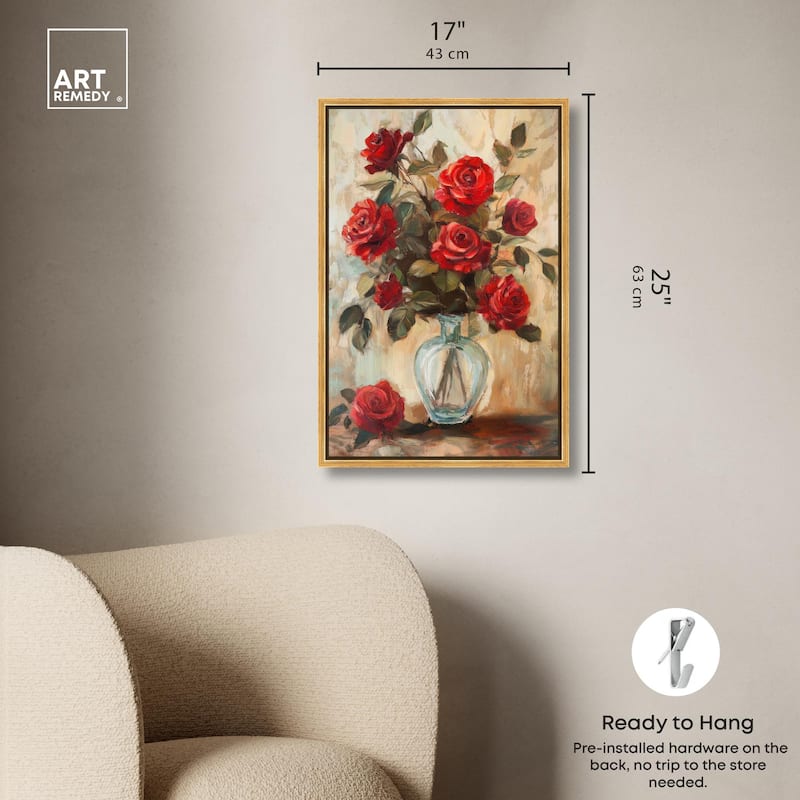 Ruby Roses in Riad Glass Canvas by Art Remedy